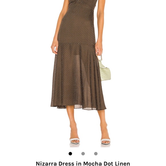 Alexis polka dot NIZARRA DRESS in Mocha Dot Linen from Revolve Clothing Sz Large - Picture 3 of 10